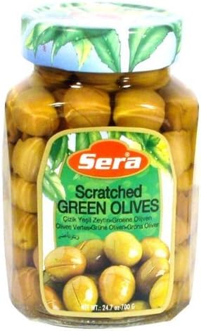 Scratched Green Olives (Giral ÃƒÂ‡izik Yesil Zeytin) - 13oz (400g) by Giral