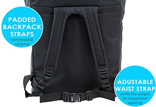 Zohzo Car Seat Travel Bag - Adjustable Padded Backpack for Car Seats (Black)