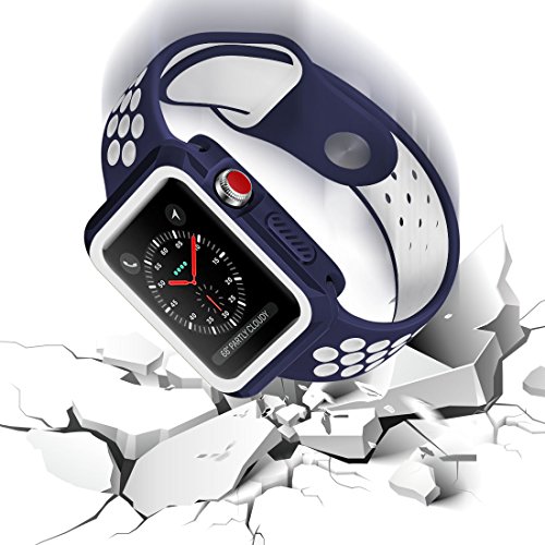 Apple Watch Case, iitee 38mm Rugged Slim Protective iWatch Case for Apple Watch Series 3/2/1 – Navy/White