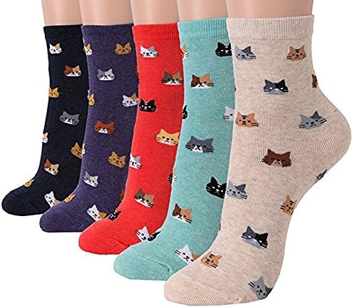Women Socks Gift - Animal Cat Dog Art Animation Character | Gifts for Socks Women (Animal - Friends Cat 5pcs)