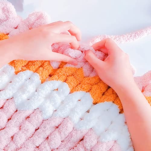 Chunky Blanket Chenille Yarn Milk White 48oz Pack for Arm