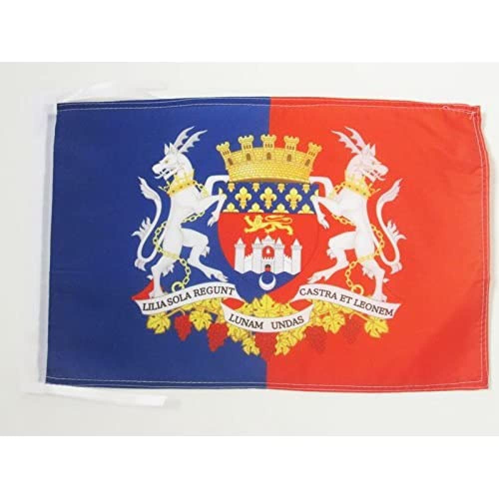 AZ FLAG - Bordeaux Coat of Arms Flag - 18'' x 12'' - 100% Polyester France - City of Bordeaux Small Banner with Two Cords - Fade Resistant - Vivid Colors - 18x12 in - 45x30 Cm — image 1