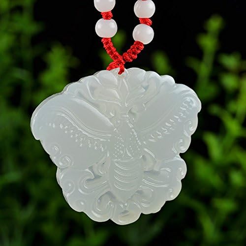 Natural White Afghanistan Jade Butterfly Pendant （Free Cord Necklace )