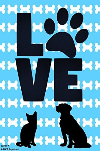 Double Sided Love Cat and Dog Garden Flag 12 x 18 for Cat Dog Pet Owners Lovers