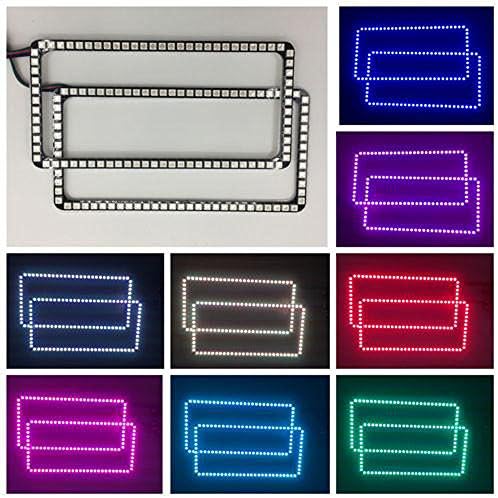 Vivid Light Bars Halo Ring Headlight Kits for 1994-2002 Dodge Ram RGB Color Changing with Bluetooth Remote Controller