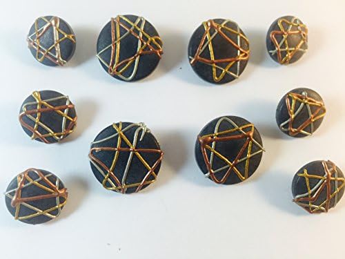 Multi Metalic Black Button Set -Charcoal Frosted Lucite Painted Gold,Copper,Silver Blazer, Suits, Sport Coat, Uniform, Jacket, Dresses 10 Pc.