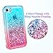 Ruky iPhone 4 Case, iPhone 4S Case, Gradient Quicksand Series Glitter Flowing Liquid Floating Bling Diamond Clear TPU Girls Case for iPhone 4 4S (Teal Pink)