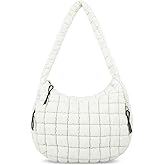 izuzta Quilted Puffer Tote Bag for Women Large Crossbody Bag Lightweight Nylon Puffy Quilted Carryall Hobo Puff Shoulder Bag