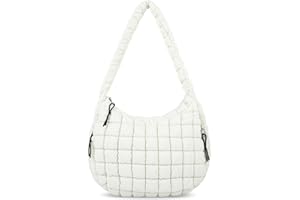 IZUZTA Quilted Puffer Tote Bag for Women Large Quilted Crossbody Bag Lightweight Nylon Puffy Quilted Carryall Hobo Puff Shoulder Bag