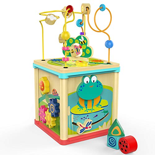 TOP BRIGHT Wooden Activity Cube for 1 2 Year Old with Bead Maze Shape