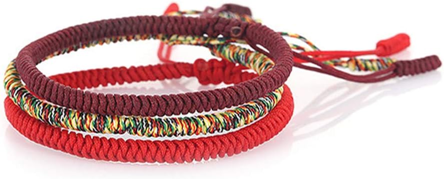 HUNO Handmade Weave Tibetan Buddhist Woven Knots Bracelets Mens Womens Lucky Red String Bracelets for Protection Jewelry