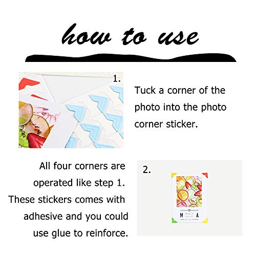 20 Sheets Photo Corners Stickers, VEINARDYL 20 Colors 696 Count Self