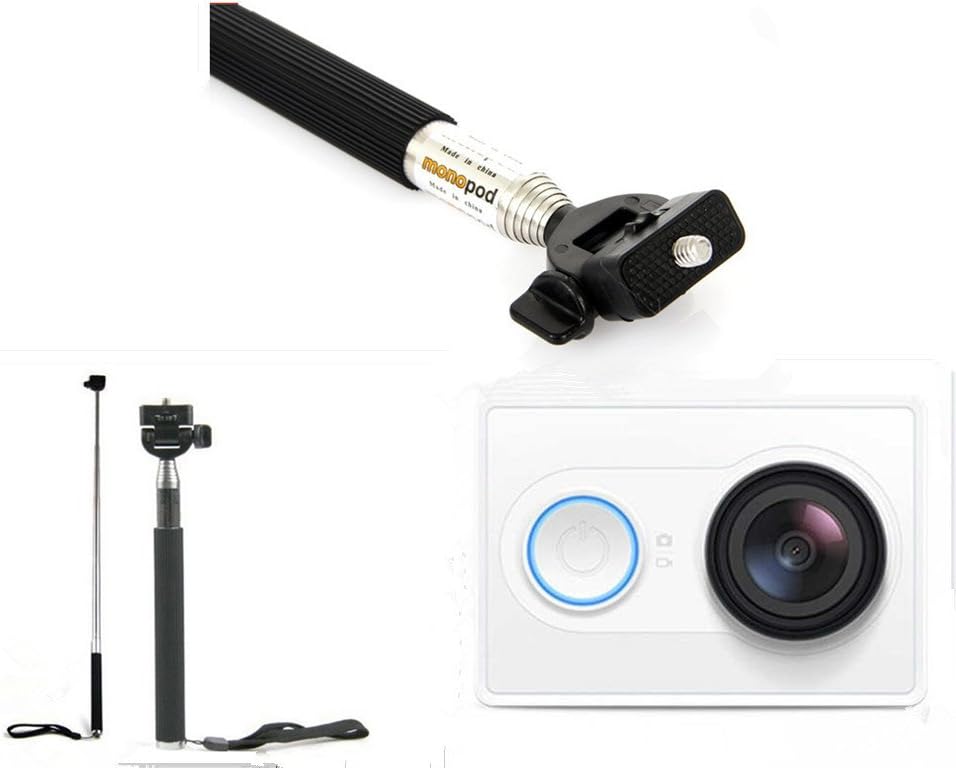 Xiaomi Yi Sport Cam Action Camera Ambarella A7LS WiFi Bluetooth 4.0 16.0MP 1080P Xiaoyi Mi Action Sport Camera +Selfie Extendable Stick Monopod Picture Taker for Travel Home Campaign Photo Camera Action Sport DV (White+black))