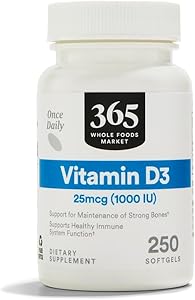 365 by Whole Foods Market, Vitamin D3 1000 IU, 250 Count