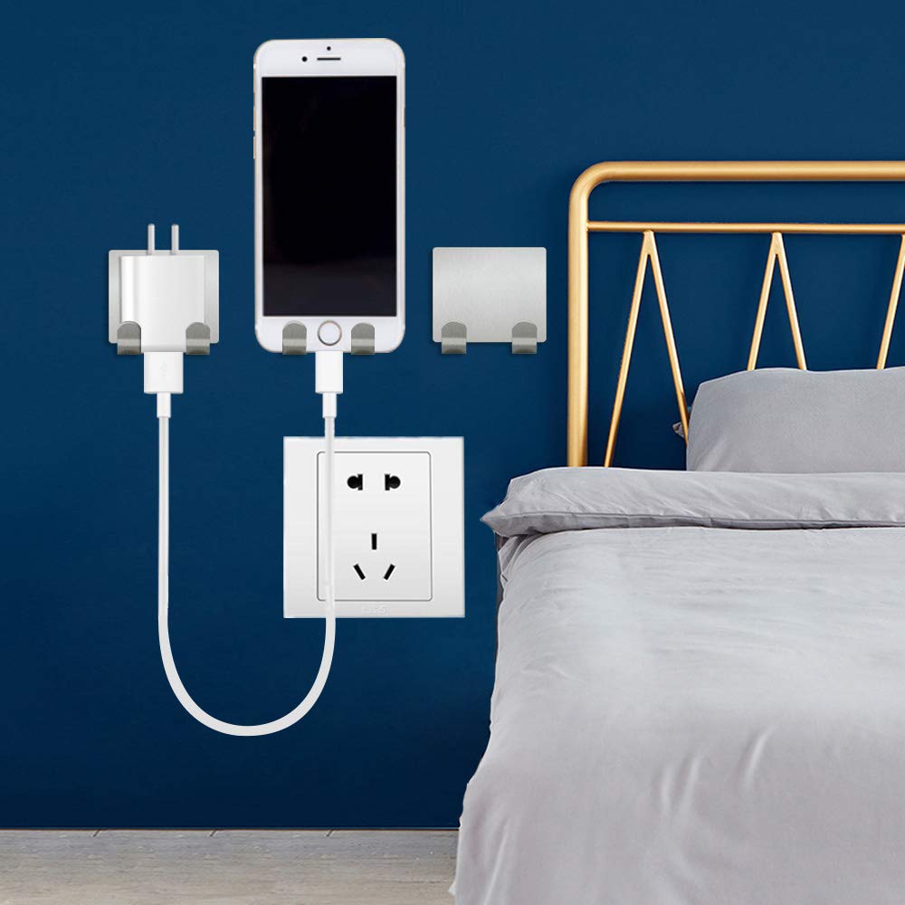 btcus4 3M Self Adhesive Wall Hooks Heavy Duty Wall Hanger for Robe Coat Towel Keys Bags Bathroom Kitchen and Office Stainless Steel 4-Pack