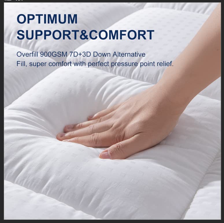 LUTE Cooling Mattress Topper Queen Size, 400TC Cotton Extra Thick