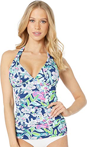 Lilly Pulitzer Women's Bliss Halter Tankini Top Deep Sea Navy Sway This Way Swim 8