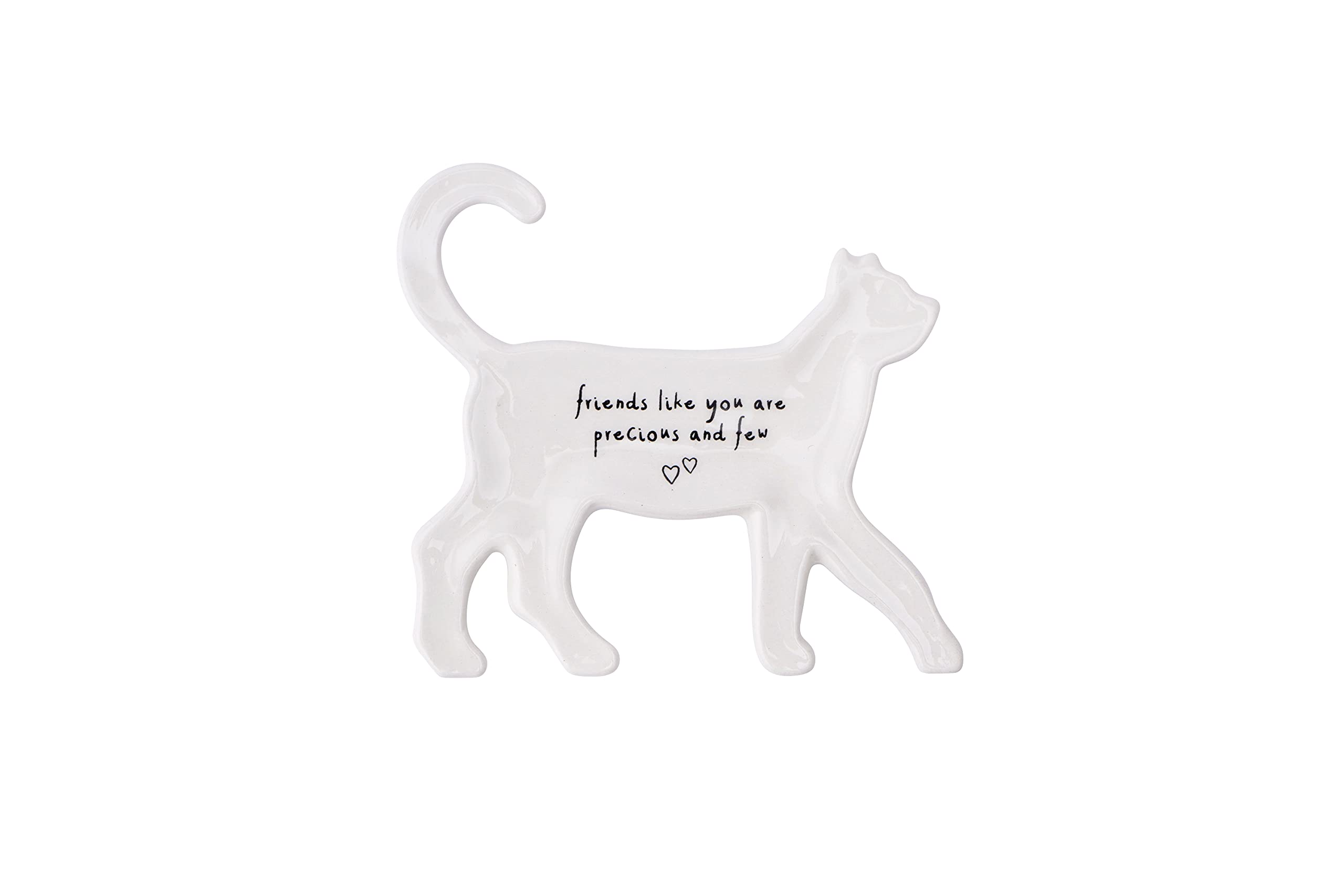 CGB Giftware Cat Shaped Ring Dish | Gift Boxed | Jewellery Holder Organiser Plate | White |’Friends Like You Are Precious and Few’ | Gift For Her | Send With Love GB05749