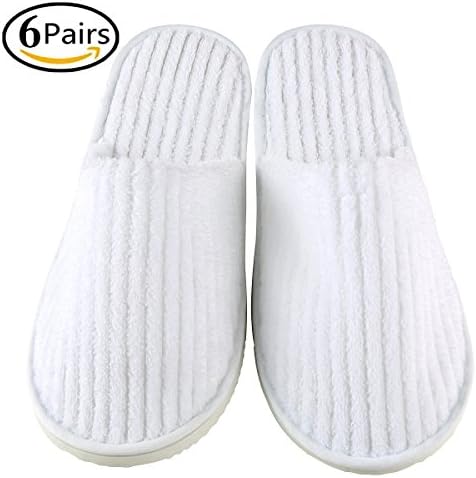 Hotel Slippers 6 Pairs Disposable Slippers for Guests Closed Toe Spa Slippers for Women and Men, Coral Fleece