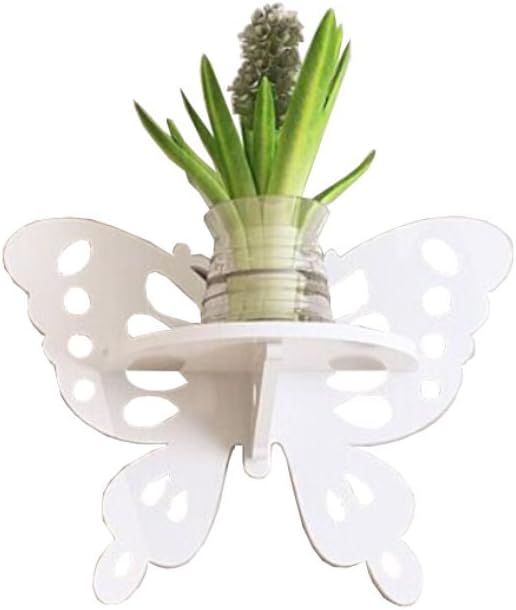 Asolaba Wood Finish Wall Mounted Butterfly Floating Shelf Display Shadow/Wooden Floating Shelves - Wood Triangle Wall Shelves,Lace Engraving Corner Wall Shelf (Butterfly)