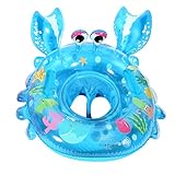 UClever Baby Inflatable Pool Float Infant Crab Seat Boat Swim Ring with Handles (Blue)