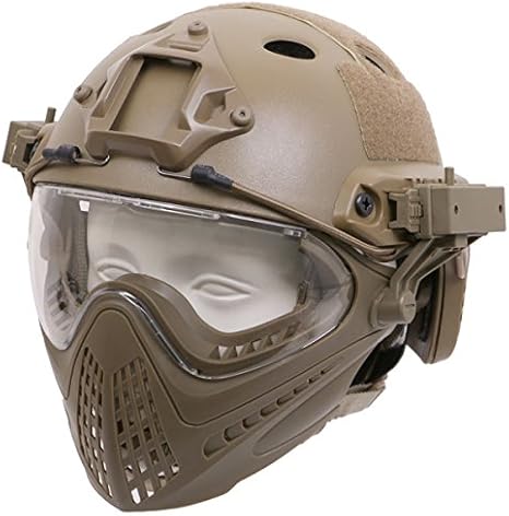 Amazon Shenkel Pjタイプ Fast ヘルメット フルフェイス マスク ゴーグル 取り外し可能 タン サバゲー装備 サバイバルゲーム メンズ レディース ミリタリー タクティカル タクティカルヘルメット 通販