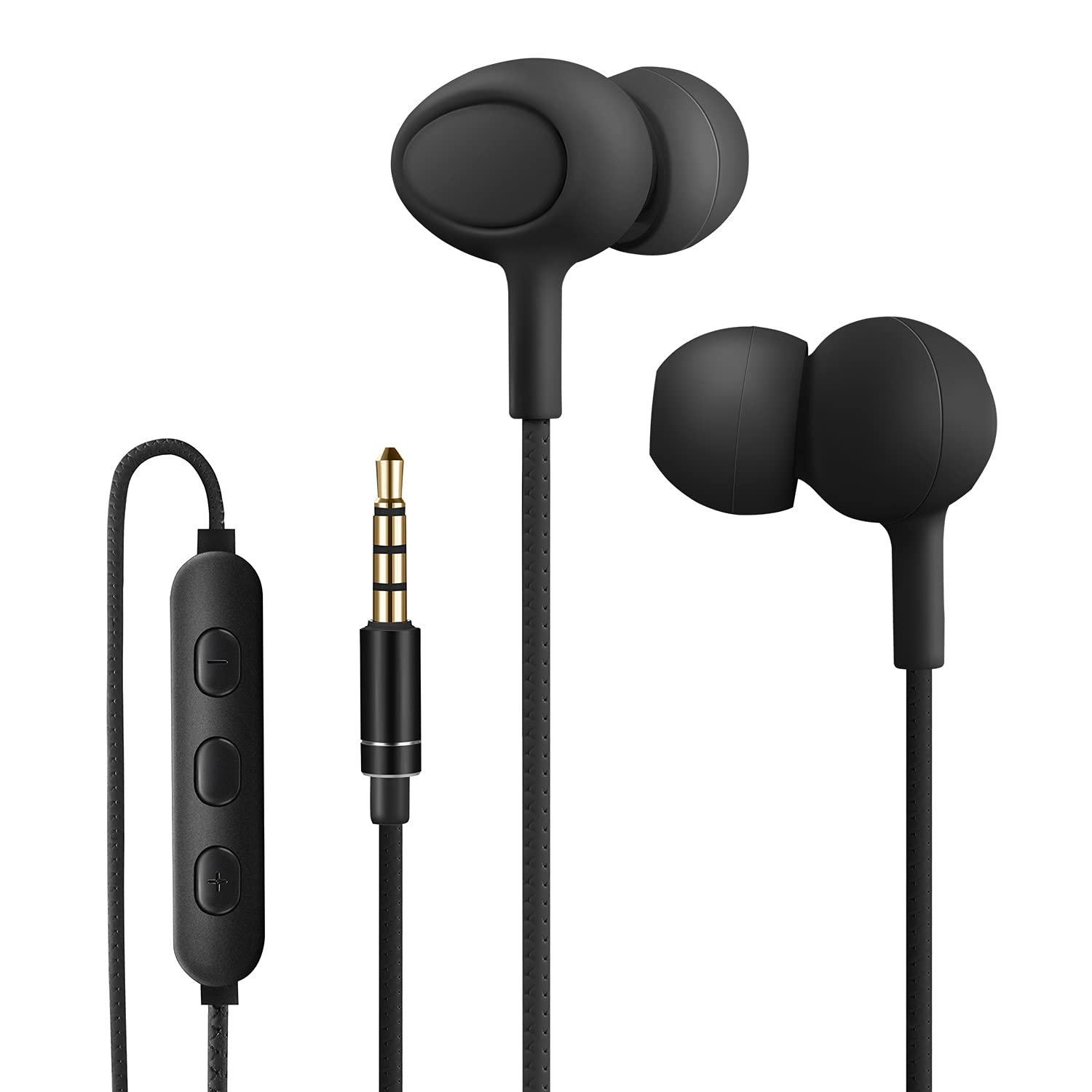 Yiwiso Sleep Headphones, Soft Earphones Wired for Sleeping, Sleep Earpbuds for Side Sleeping, In-Ear Headphones with Mic and Volume Control, Noise-Isolating, Travel, Relaxation (Black)
