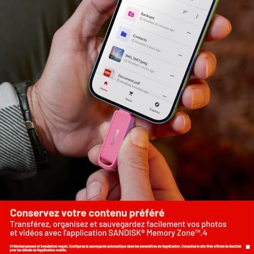 Phone Drive with USB Type-C 512 Go (pour Les Smartphones, tablettes et Ordinateurs, Jusqu’à 150 Mo/s, Sauvegardez automatiquement, récupération des données) - Le Rose Étoile de Mer