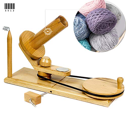 Bhartiya Handicrafts Wooden Yarn Ball Winder for Heavy Duty Large Knitting Wood Center Pull Natural Wool Winder String Holder Winder
