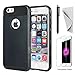iPhone 6/6s case KXLY 2 in 1 Hybrid Heavy Duty Shockproof Protective Cover Hard PC Rugged Soft TPU Bumper Dual Layer +Tempered Glass Screen Protector+Stylus[Black-Black]
