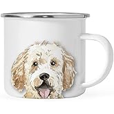 Andaz Press 11oz. Stainless Steel Dog Campfire Coffee Mug Gift, Golden Doodle Up Close, 1-Pack, Pet Animal Camp Camping Enamel Cup Modern Birthday Goldendoodle Mug Goldendoodle Mom Doodle Dad