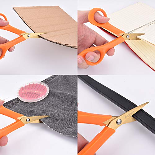 KUONIIY Micro-Tip Scissors,6 Inch Pointed Comfort-Grip Handles Sharp Titanium Blades, 4-Pack