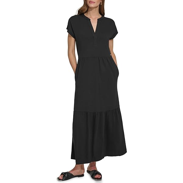 DKNY Women's Dresses v-Neck,BLK