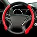 CAR PASS Line Rider Microfiber Leather Sporty Steering Wheel Cover Universal Fits for 95% Truck,SUV,Cars,14.5-15inch Anti-Slip Safety Comfortable Desgin (Black-Red)