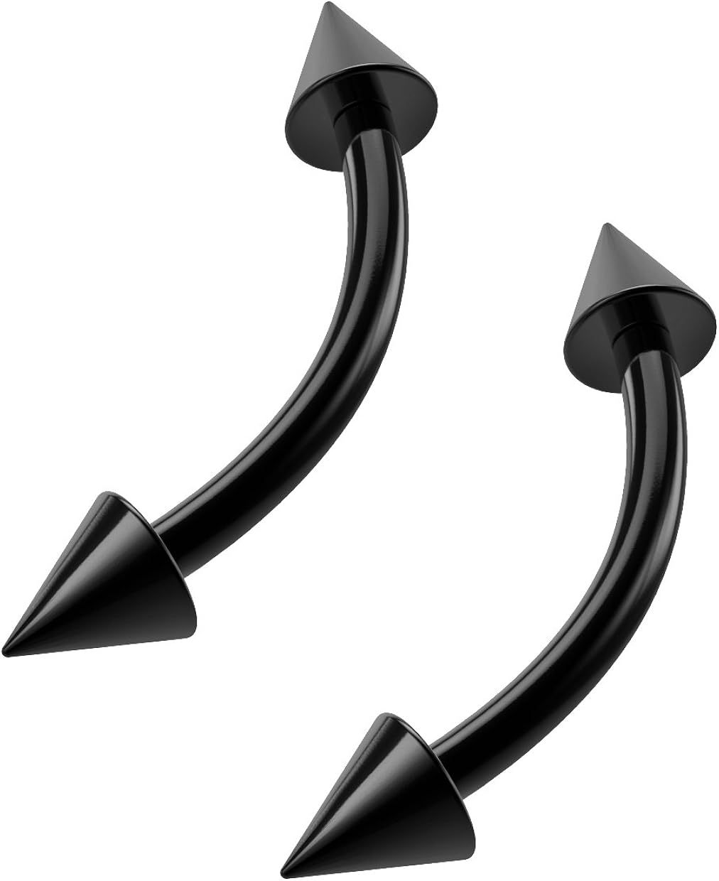 2pc 16g Black Vertical Labret Curved Barbell Earrings Ring Cartilage