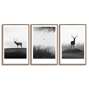 signwin 3 Piece Framed Canvas Wall Art Black...