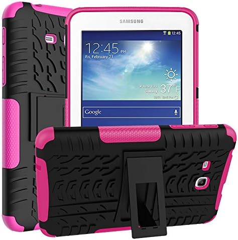 Samsung Galaxy Tab Lite E 7.0 Case, Galaxy Tab 3 Lite 7.0 Case, VUV [Kickstand Feature] Shockproof Heavy Duty Armor Defender Dual Layer Protective Case Cover for SM-T110 / SM-T111 / SM-T113 (Pink)