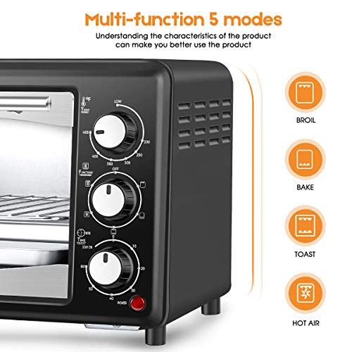 Tulib GT17C-S1 Convection Countertop Toaster Oven, 4 Slice, Black - Thumbnail 2