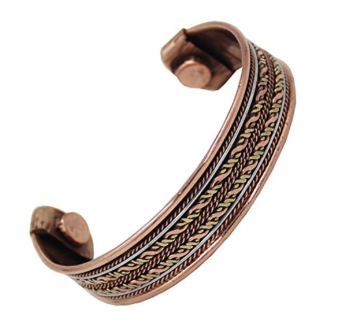 Smooth Copper & Brass Twist Copper Bracelet With Magnets