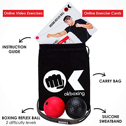 image for OKBoxing Boxing Reflex Ball, React Reflex Ball Set with 2 Difficulty T