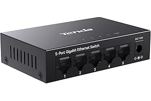Tenda 5 Port Gigabit Ethernet Switch, Desktop Ethernet Splitter, Unmanaged Network Switch Hub, Plug & Play, Wall-Mount, Fanle