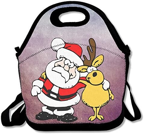 Merry Christmas Lunch Bag Lunch Tote, Waterproof Outdoor Travel Picnic Lunch Box Bag Tote With Zipper And Adjustable Crossbody Strap