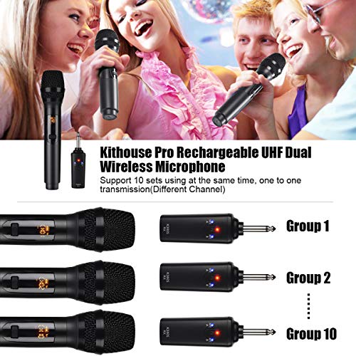 KITHOUSE K380S UHF Rechargeable Wireless Microphone Karaoke Microphone