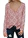 MIHOLL Women's Casual Tops Long Sleeve V Neck Printed Chiffon Blouse Loose Shirts