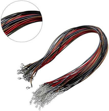 30 Pieces Wax Braided Imitation Leather Cord Rope Necklace Chain 2.0mm, 18inches, with Lobster Clasp, 5 Color Mix, Exact Colors