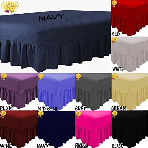 LAWRANCE CAPRINO Easy Care Percale Plain Fitted Valance Sheet Poly-Cotton Bed Sheet (Super KIng, Cream)
