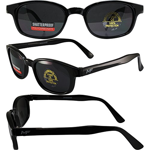MotoFrames MF Lockdown Motorcycle Riding Sunglasses Black Frames Super Dark Lenses