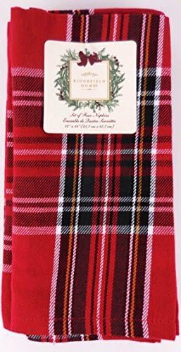 Ridgefield Home Classic Tartan Plaid Napkin Set of 4 Red Green Black White Cotton