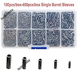 Shaddock Fishing 100pcs/box-400pcs/box Size: 0.6-2.5mm Fishing Wire Leader Crimps Single Barrel Crimping Sleeves 100% Copper Tube Connector Fishing Tackle Kit