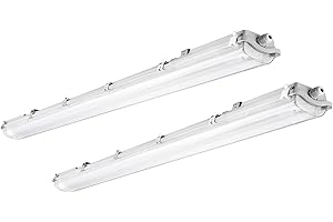 BRILLIHOOD 4Ft LED Vapor Tight Light Fixtures, 48W, 4200LM, 6500K Bright White, Clear Cover, IP65 Waterproof Vapor Proof Lights for Car Wash, Garage, Walk in Freezer, Indoor Outdoor Lighting, 2-Pack
